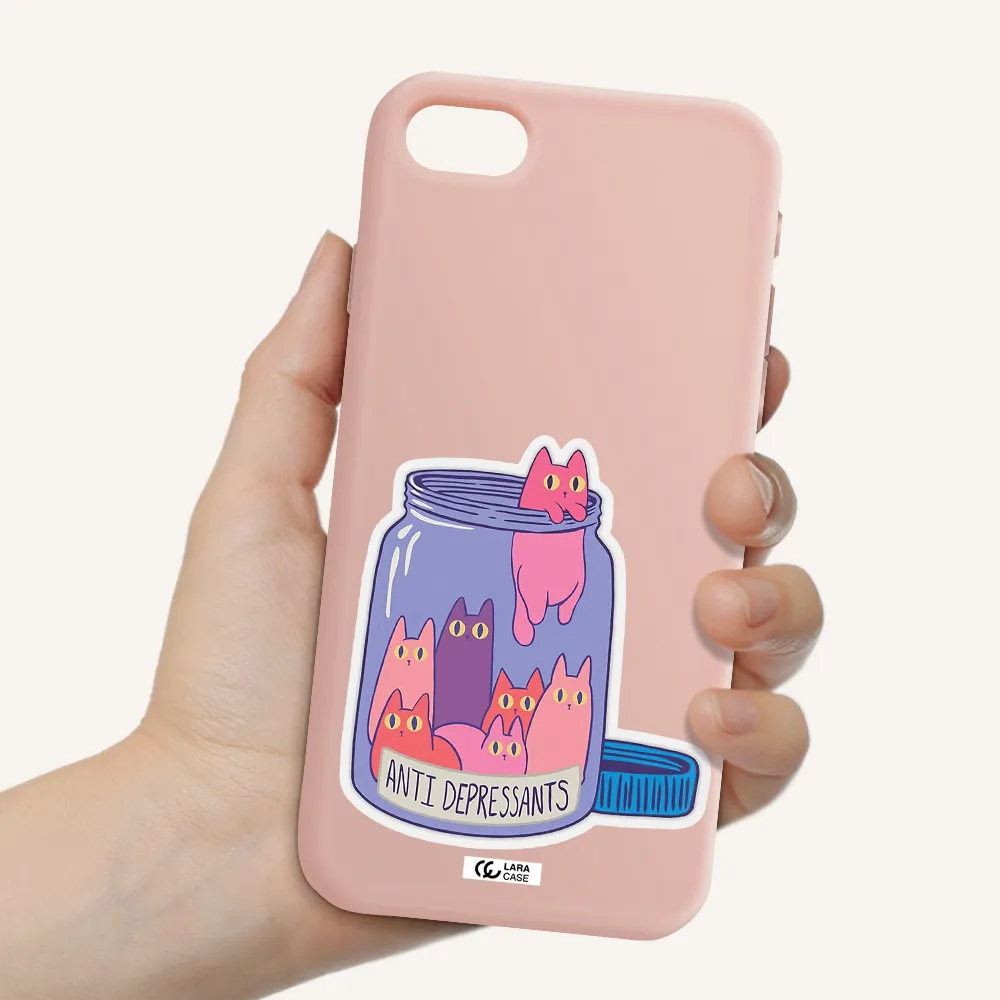 Anti Depressants Cats Apple iPhone se 2020 Silicone pastel pink Case