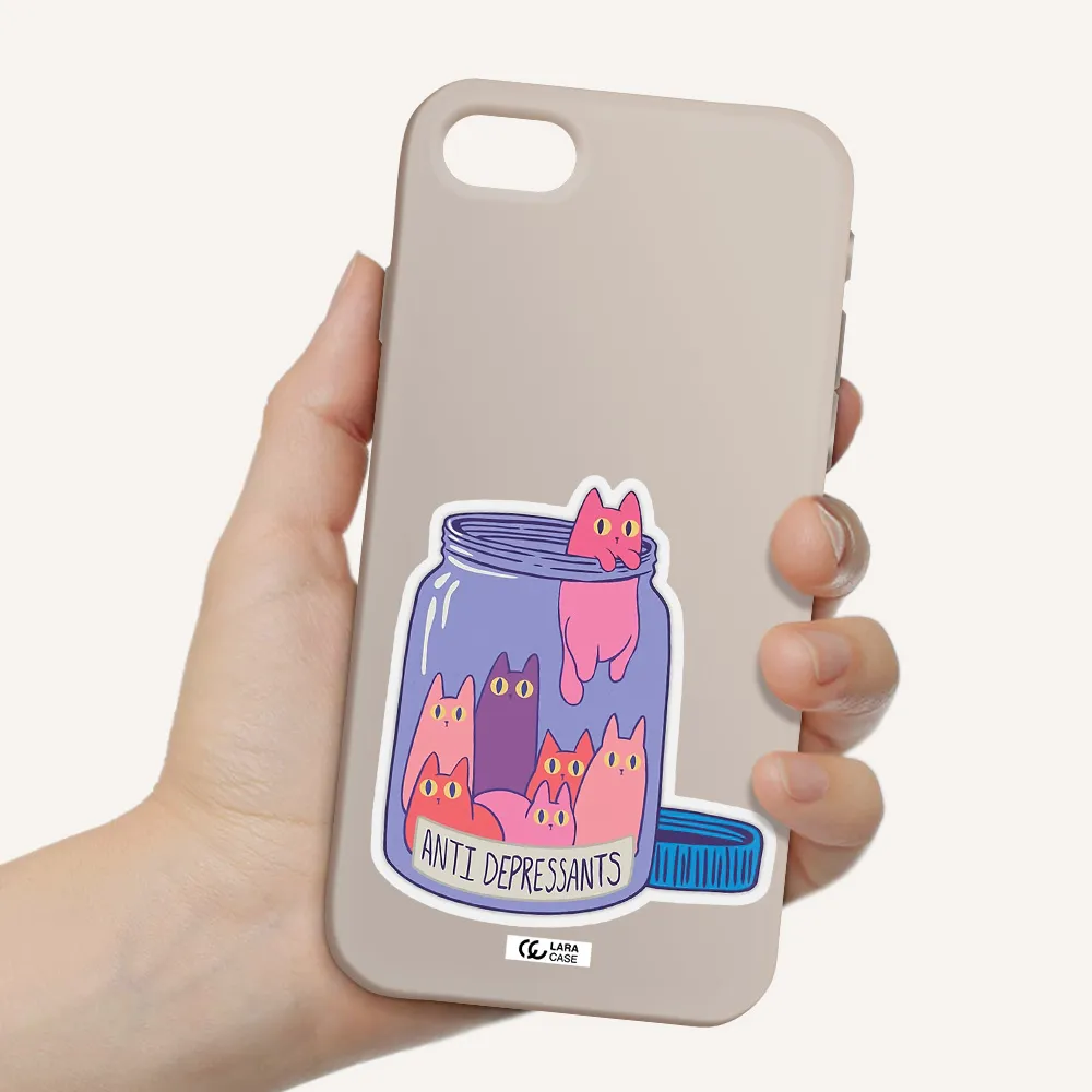 Anti Depressants Cats Apple iPhone se 2020 Silicone Stone Case