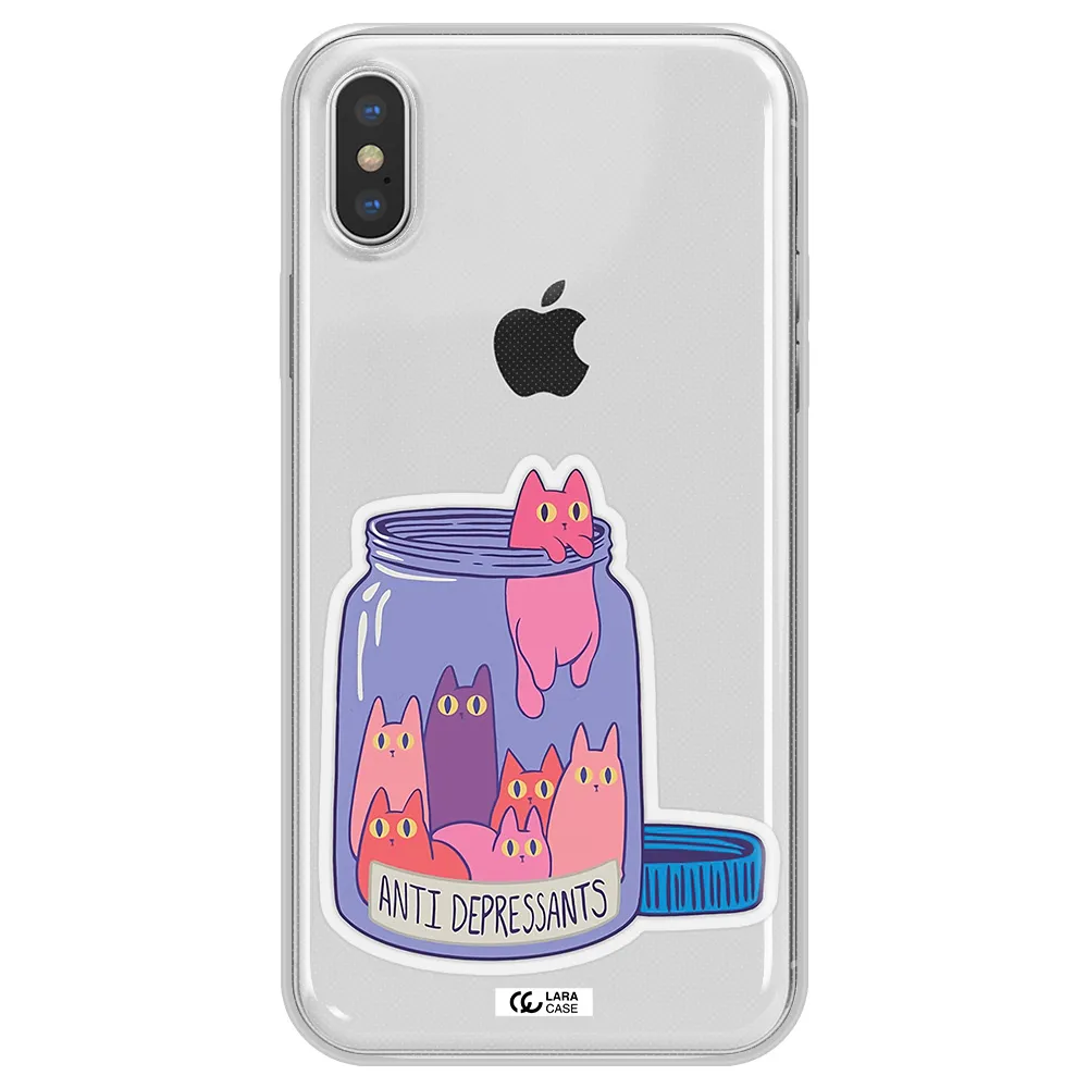 Anti Depressants Cats Apple iPhone X Clear TPU Case