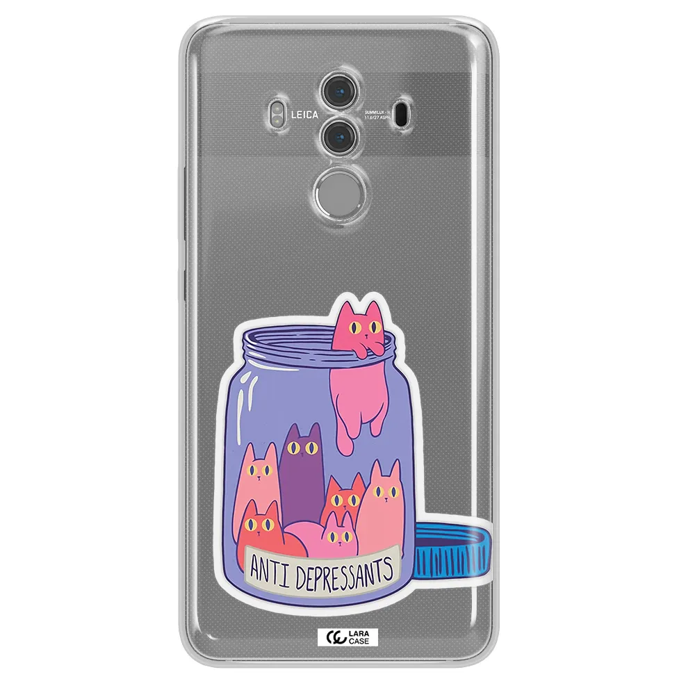 Anti Depressants Cats Huawei Mate 10 Pro Clear TPU Case