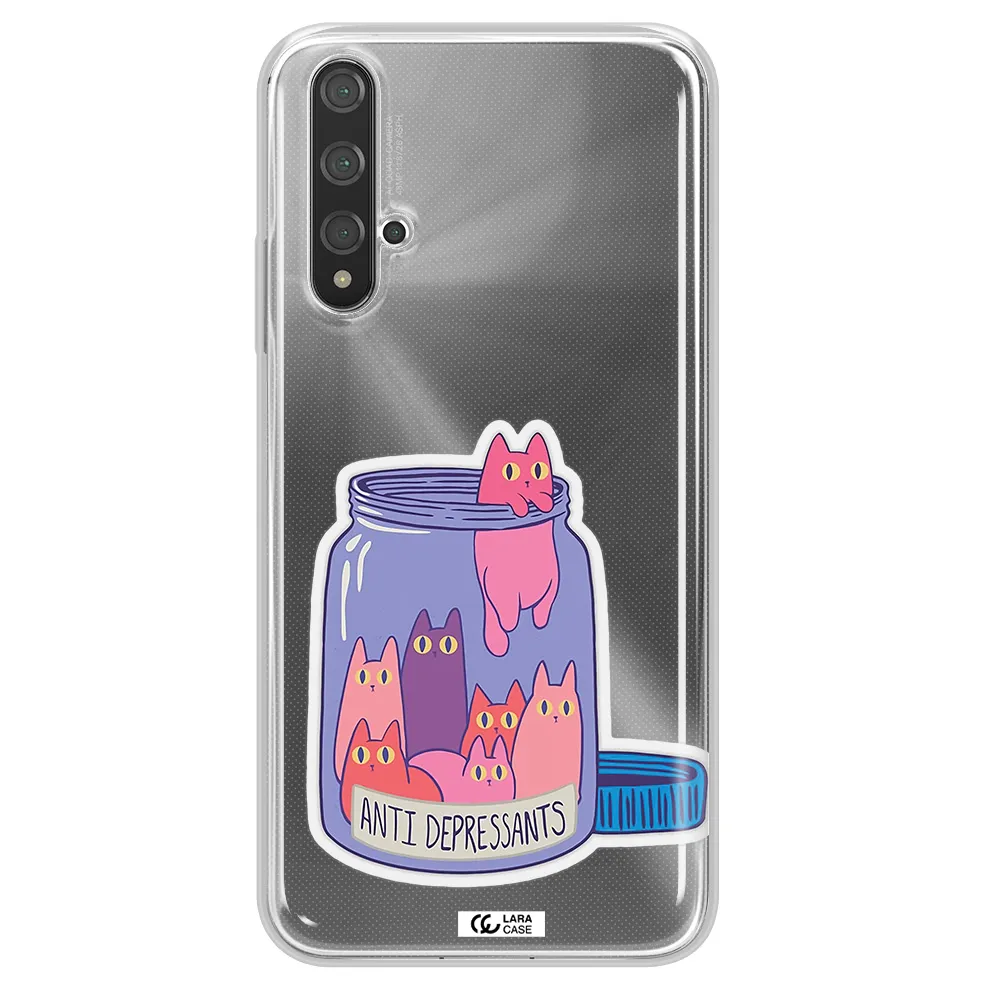 Anti Depressants Cats Huawei Nova 5t Clear TPU Case