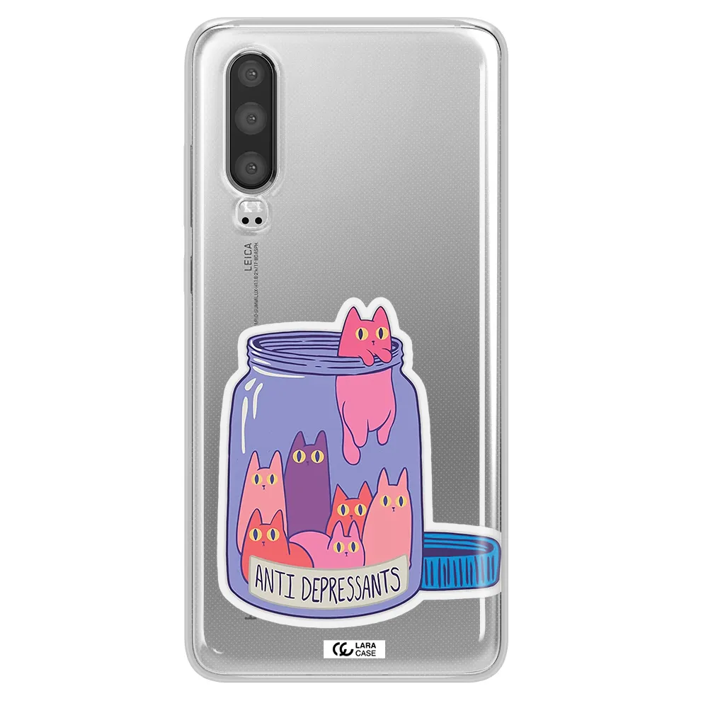 Anti Depressants Cats Huawei P30 Clear TPU Case