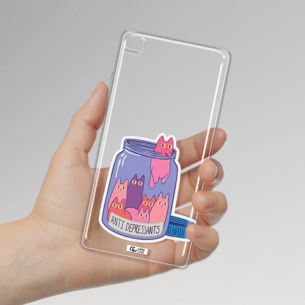 Anti Depressants Cats Huawei P8 Clear TPU Case