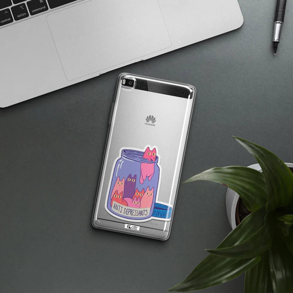 Anti Depressants Cats Huawei P8 Clear TPU Case