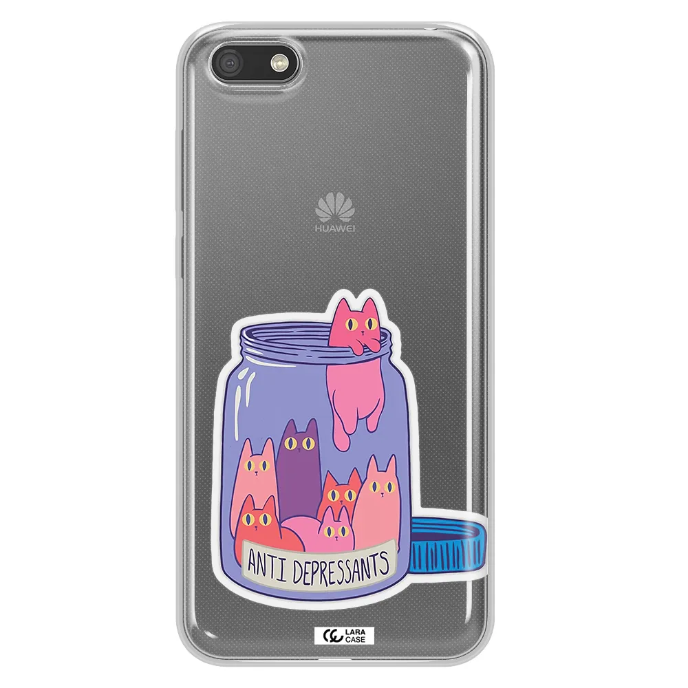 Anti Depressants Cats Huawei Y5 2018 Clear TPU Case