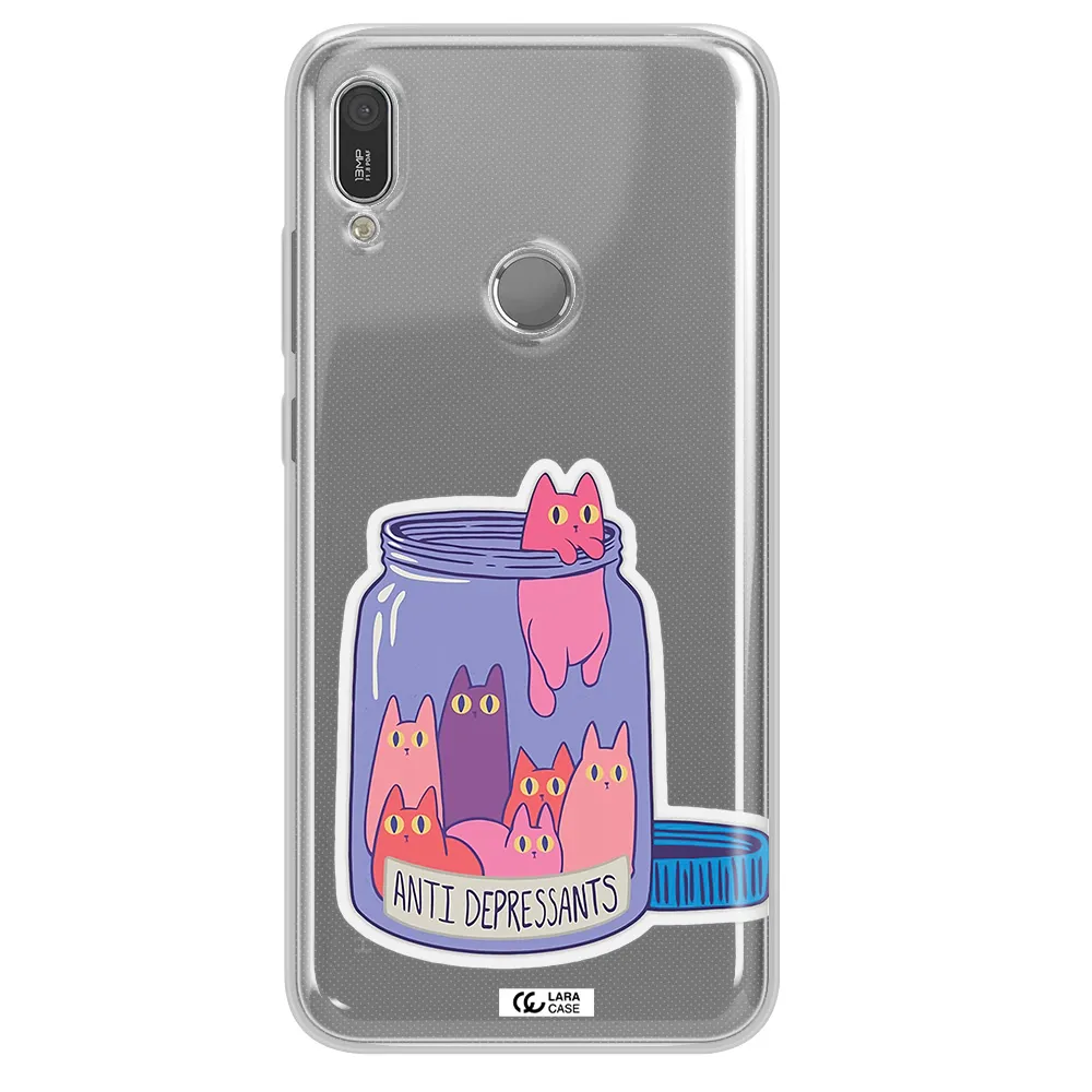Anti Depressants Cats Huawei Y6 2019 Clear TPU Case