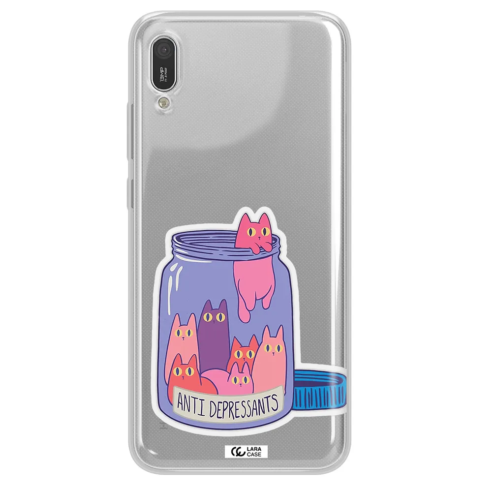Anti Depressants Cats Huawei Y6 Pro 2019 Clear TPU Case