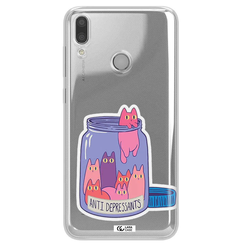 Anti Depressants Cats Huawei Y7 2019 Clear TPU Case