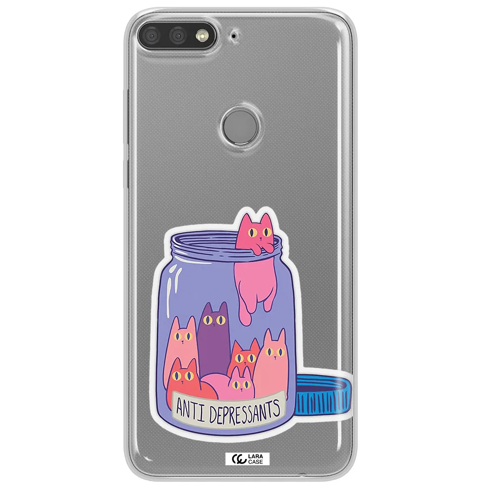 Anti Depressants Cats Huawei Y7 Prime 2018 Clear TPU Case