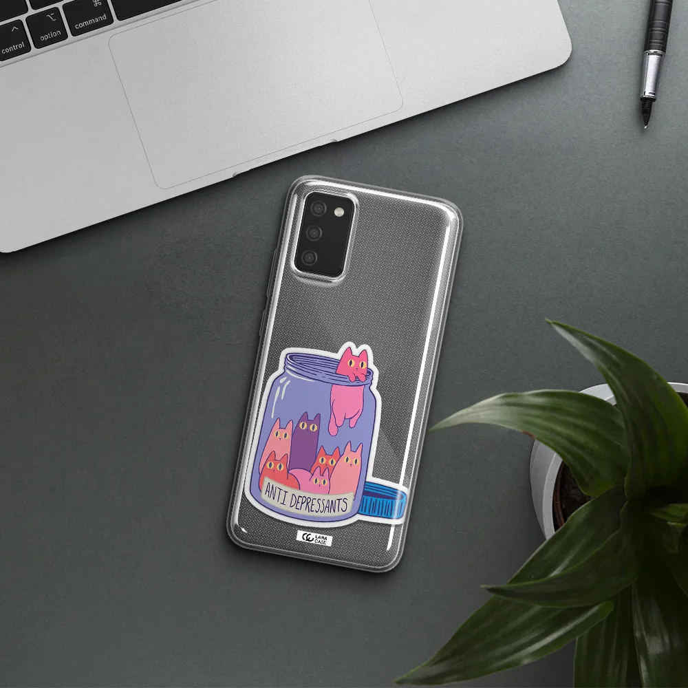 Anti Depressants Cats Samsung A02S Clear TPU Case