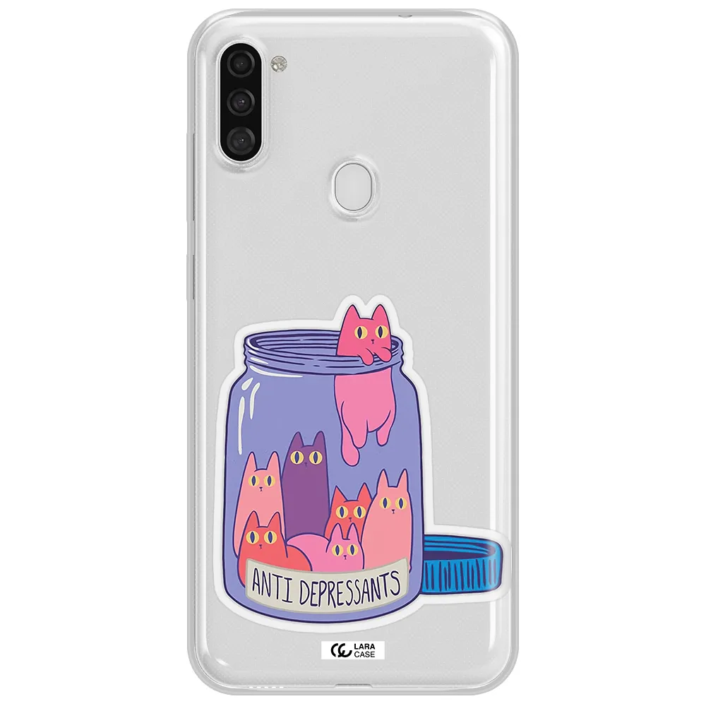 Anti Depressants Cats Samsung A11 Clear TPU Case