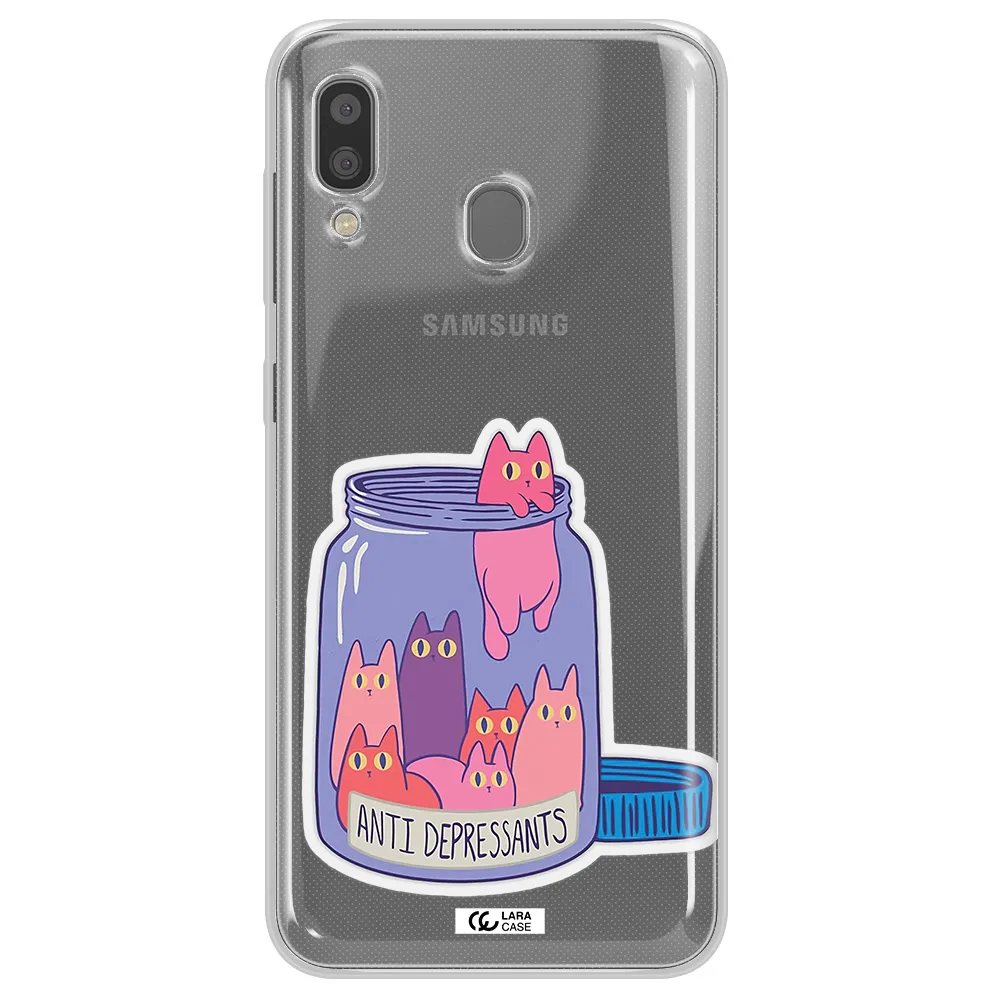 Anti Depressants Cats Samsung A20 Clear TPU Case
