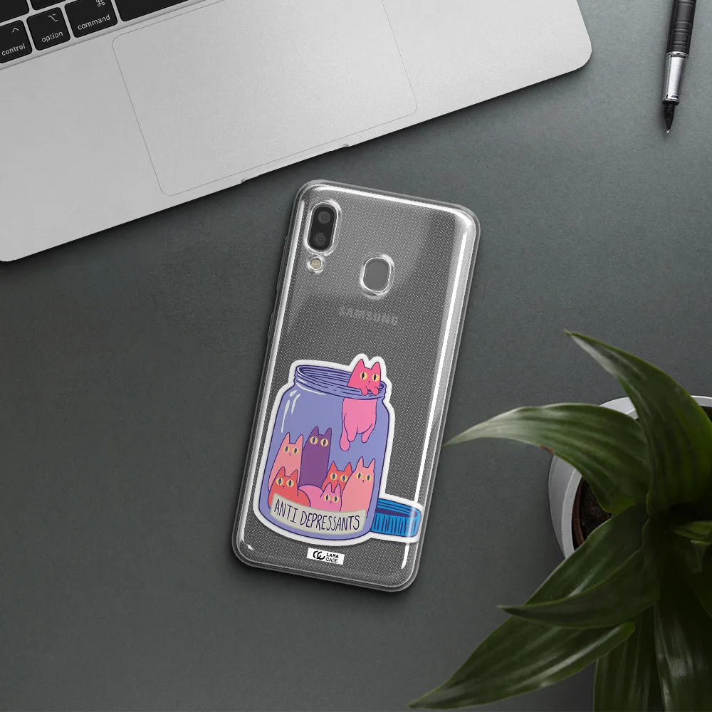 Anti Depressants Cats Samsung A20 Clear TPU Case