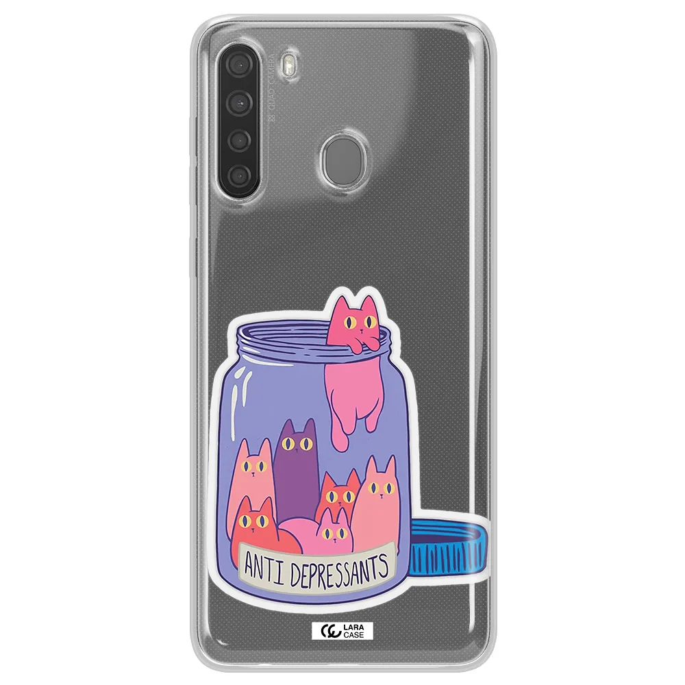 Anti Depressants Cats Samsung A21 Clear TPU Case
