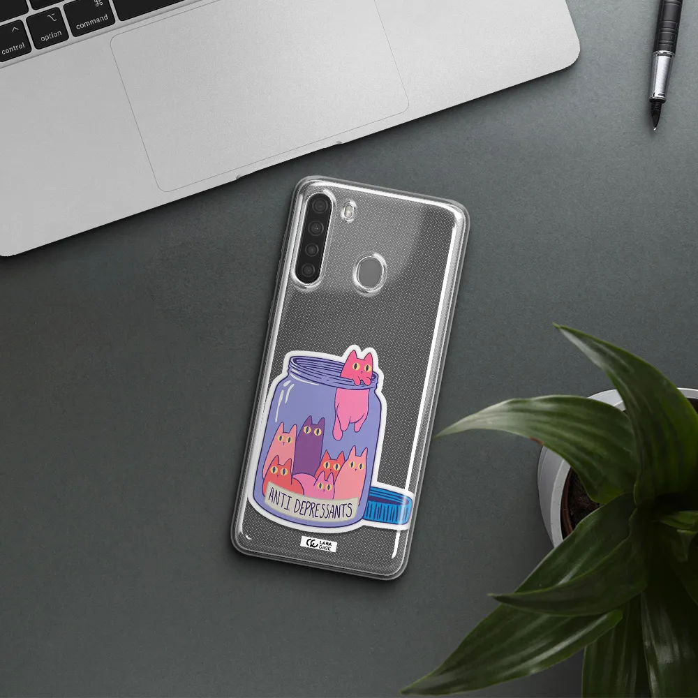 Anti Depressants Cats Samsung A21 Clear TPU Case