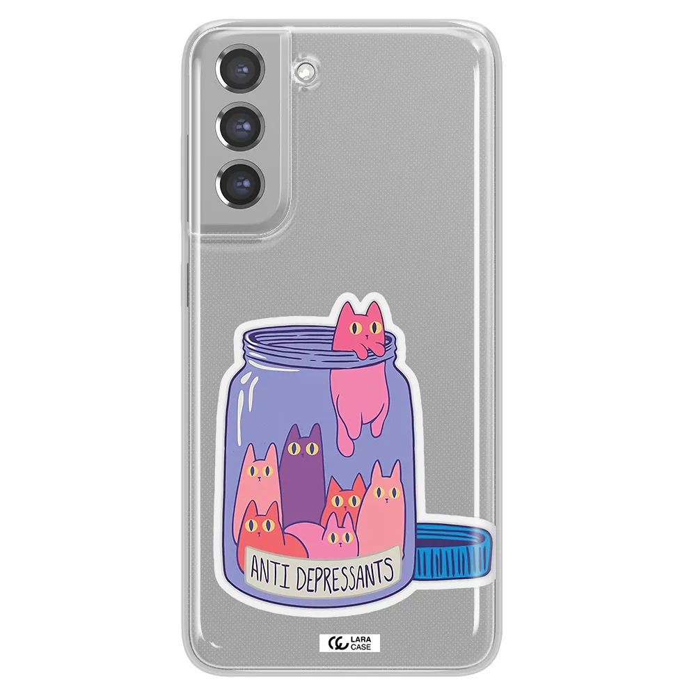 Anti Depressants Cats Samsung A21 Fe Clear TPU Case