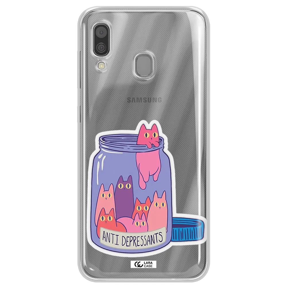 Anti Depressants Cats Samsung A30 Clear TPU Case