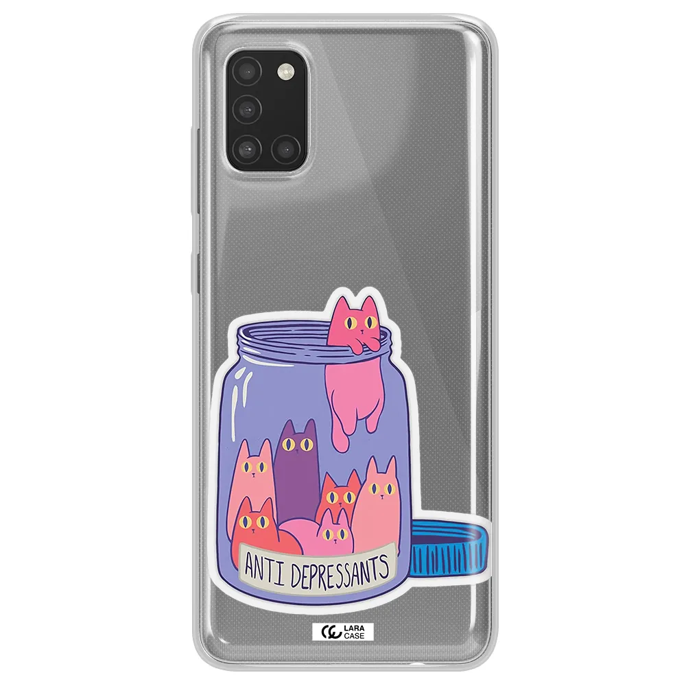 Anti Depressants Cats Samsung A31 Clear TPU Case