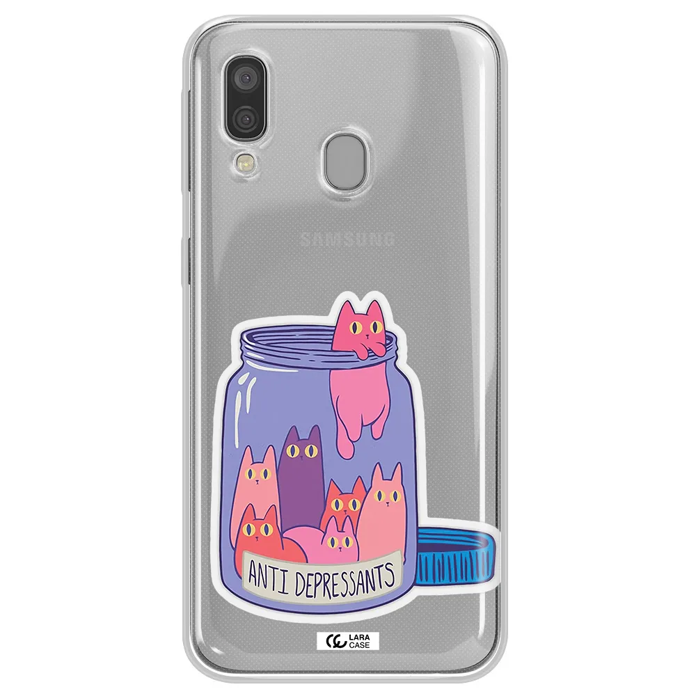 Anti Depressants Cats Samsung A40 Clear TPU Case