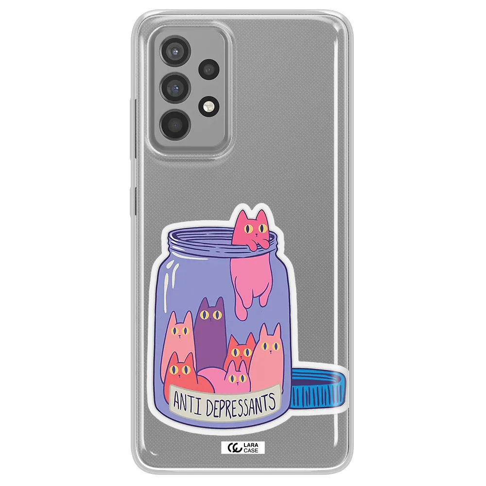 Anti Depressants Cats Samsung A52 Clear TPU Case