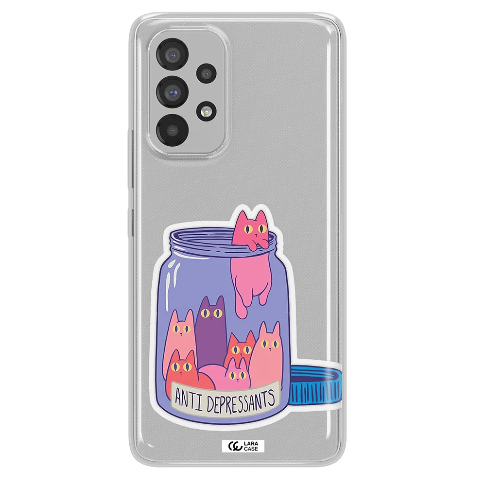 Anti Depressants Cats Samsung A53 Clear TPU Case
