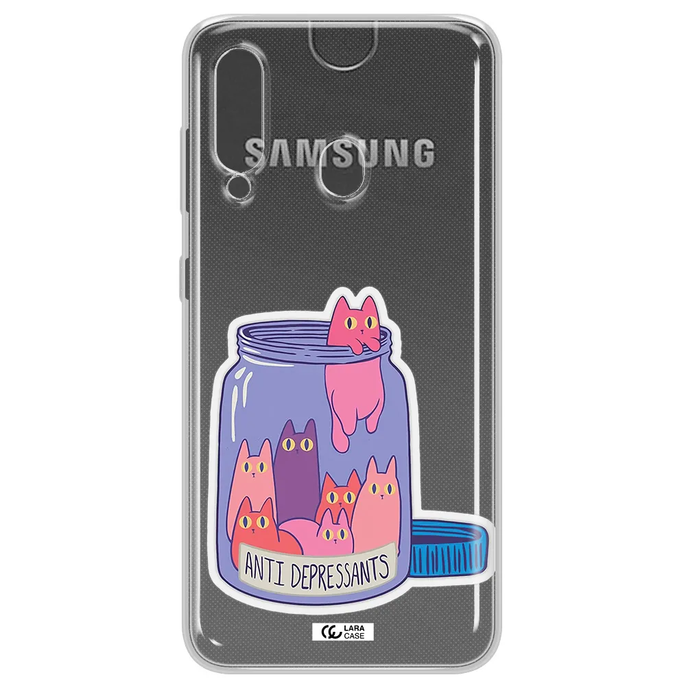 Anti Depressants Cats Samsung A60 Clear TPU Case