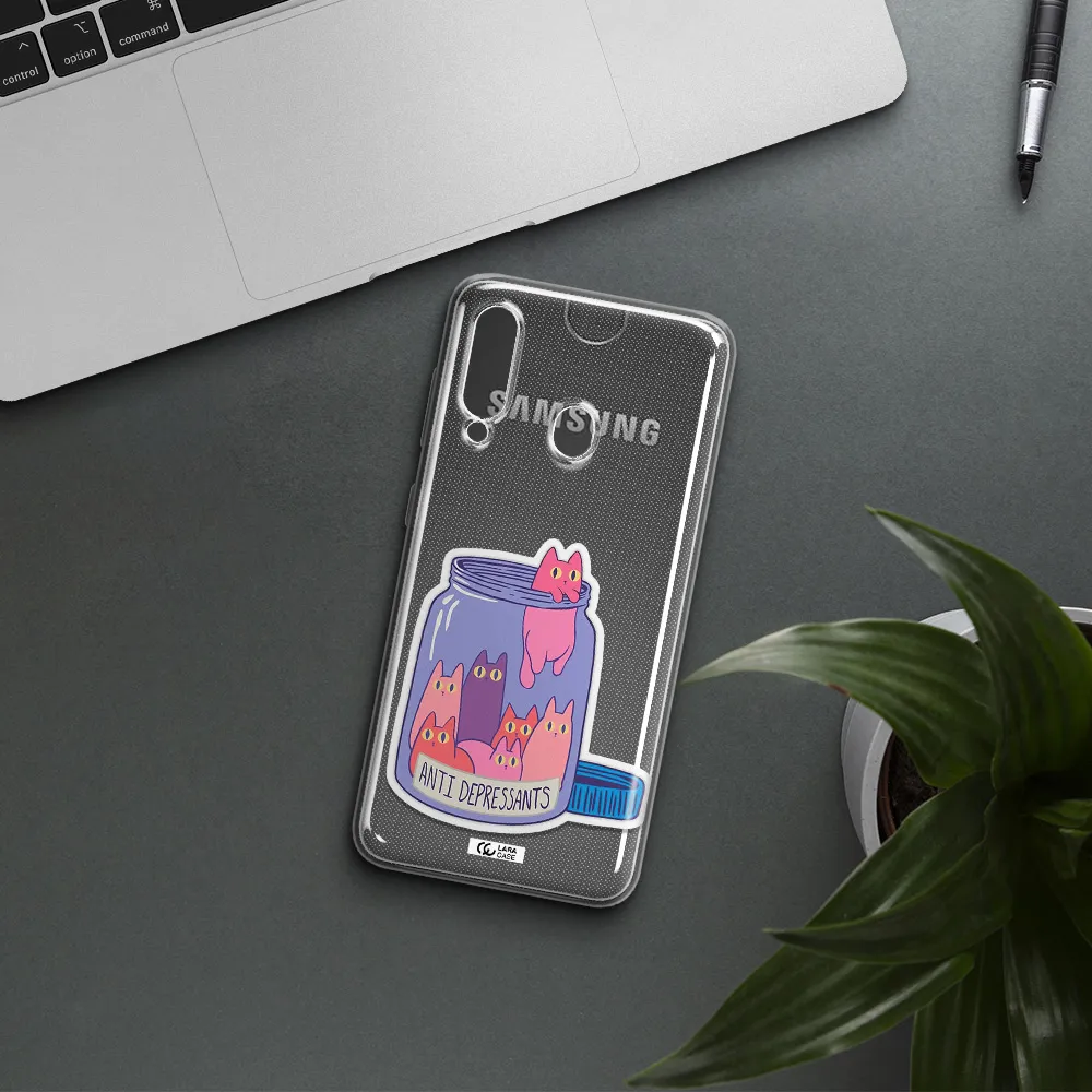 Anti Depressants Cats Samsung A60 Clear TPU Case