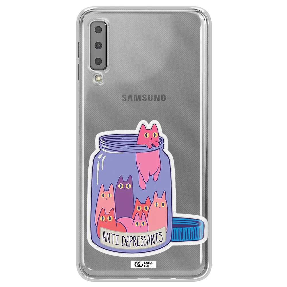 Anti Depressants Cats Samsung A7 2018 Clear TPU Case