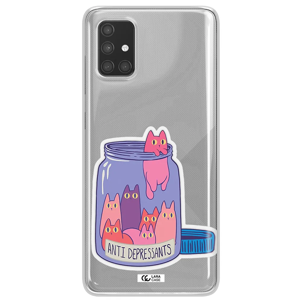 Anti Depressants Cats Samsung A71 Clear TPU Case