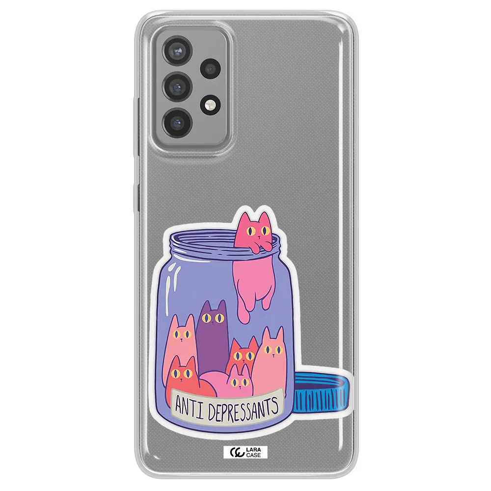 Anti Depressants Cats Samsung A72 Clear TPU Case