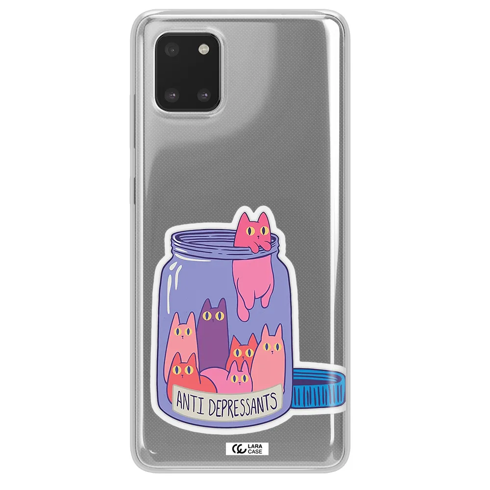 Anti Depressants Cats Samsung A81 Clear TPU Case