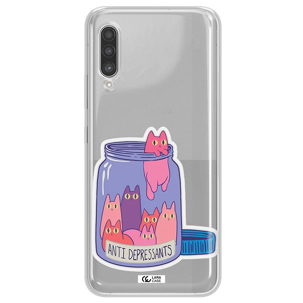 Anti Depressants Cats Samsung A90 Clear TPU Case