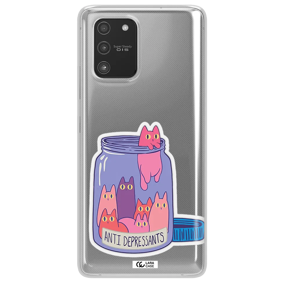 Anti Depressants Cats Samsung A91 Clear TPU Case