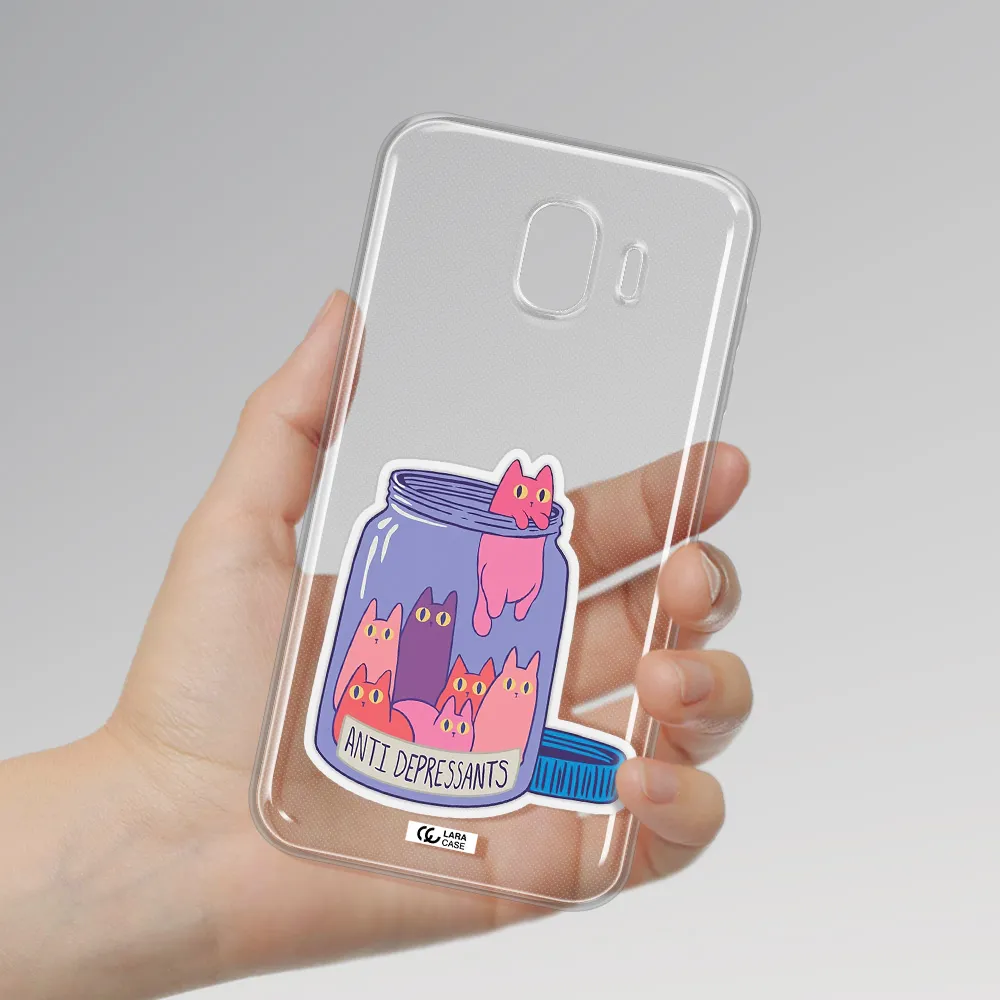Anti Depressants Cats Samsung J4 Clear TPU Case