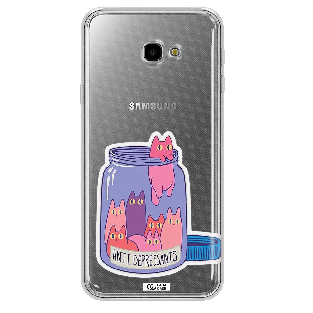 Anti Depressants Cats Samsung J4 Plus Clear TPU Case