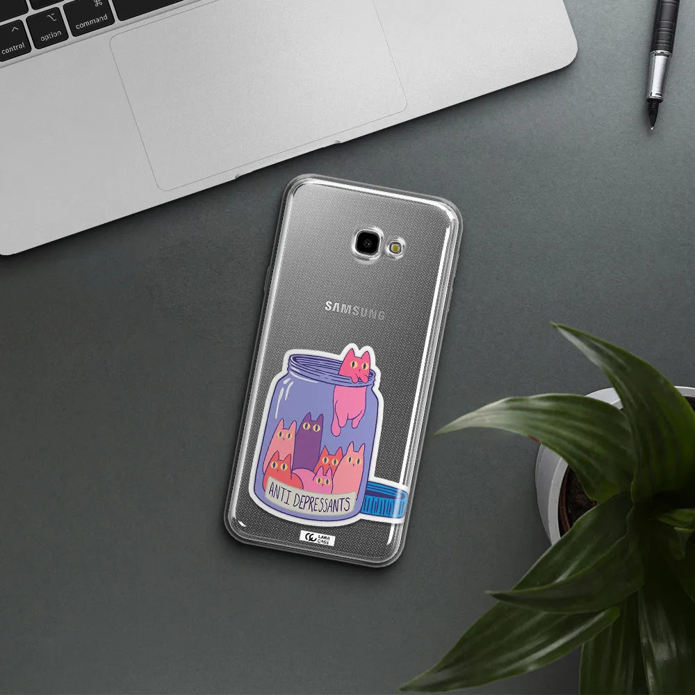 Anti Depressants Cats Samsung J4 Plus Clear TPU Case