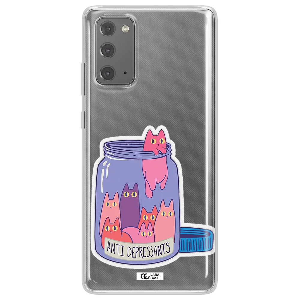 Anti Depressants Cats Samsung Note 20 Clear TPU Case