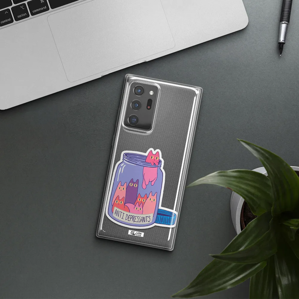 Anti Depressants Cats Samsung Note 20 Ultra Clear TPU Case