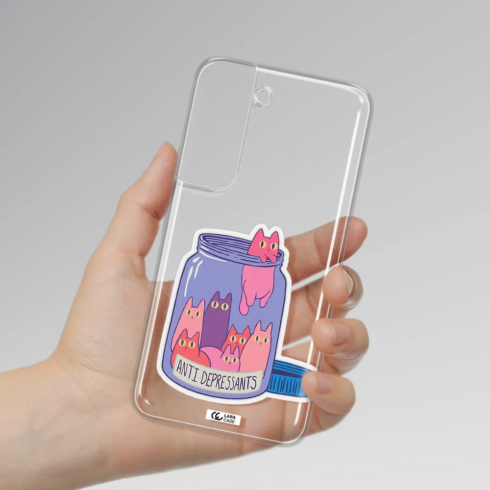 Anti Depressants Cats Samsung S 22 Clear TPU Case