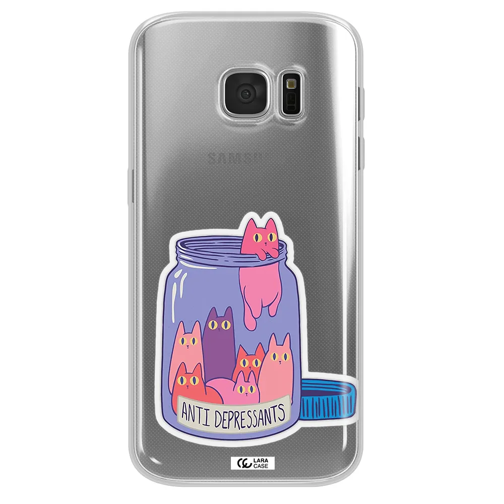 Anti Depressants Cats Samsung S 7 Clear TPU Case