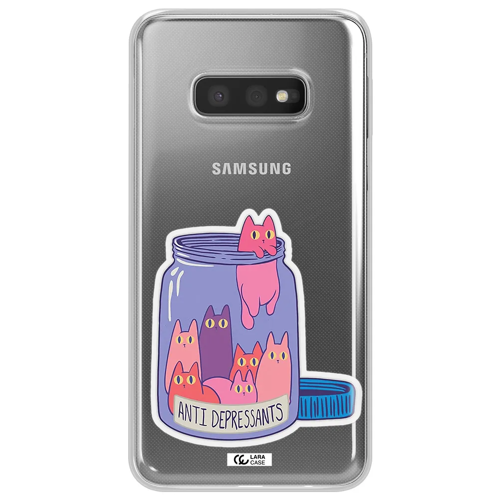 Anti Depressants Cats Samsung S10e Clear TPU Case