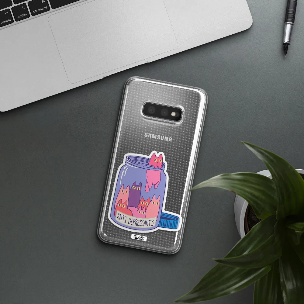 Anti Depressants Cats Samsung S10e Clear TPU Case