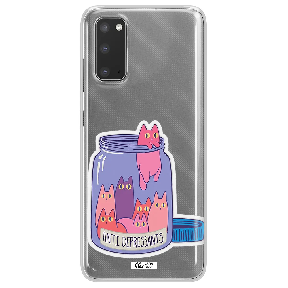 Anti Depressants Cats Samsung S20 Clear TPU Case