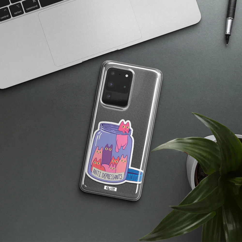 Anti Depressants Cats Samsung S20 Ultra Clear TPU Case