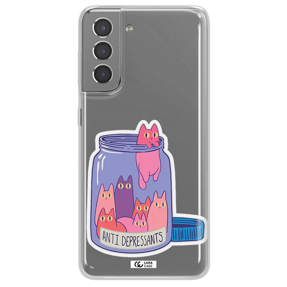 Anti Depressants Cats Samsung S21 Clear TPU Case