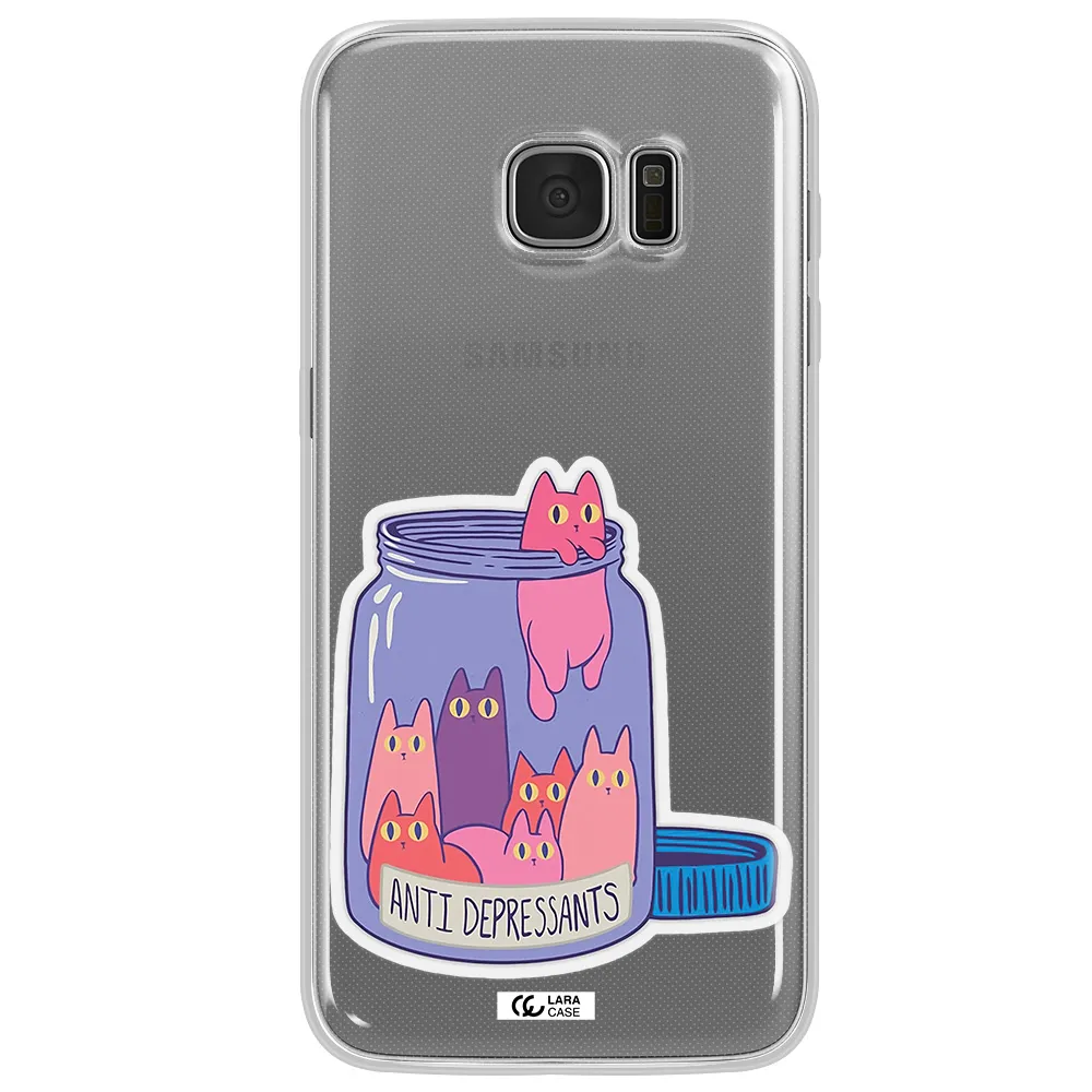 Anti Depressants Cats Samsung S7 Edge Clear TPU Case