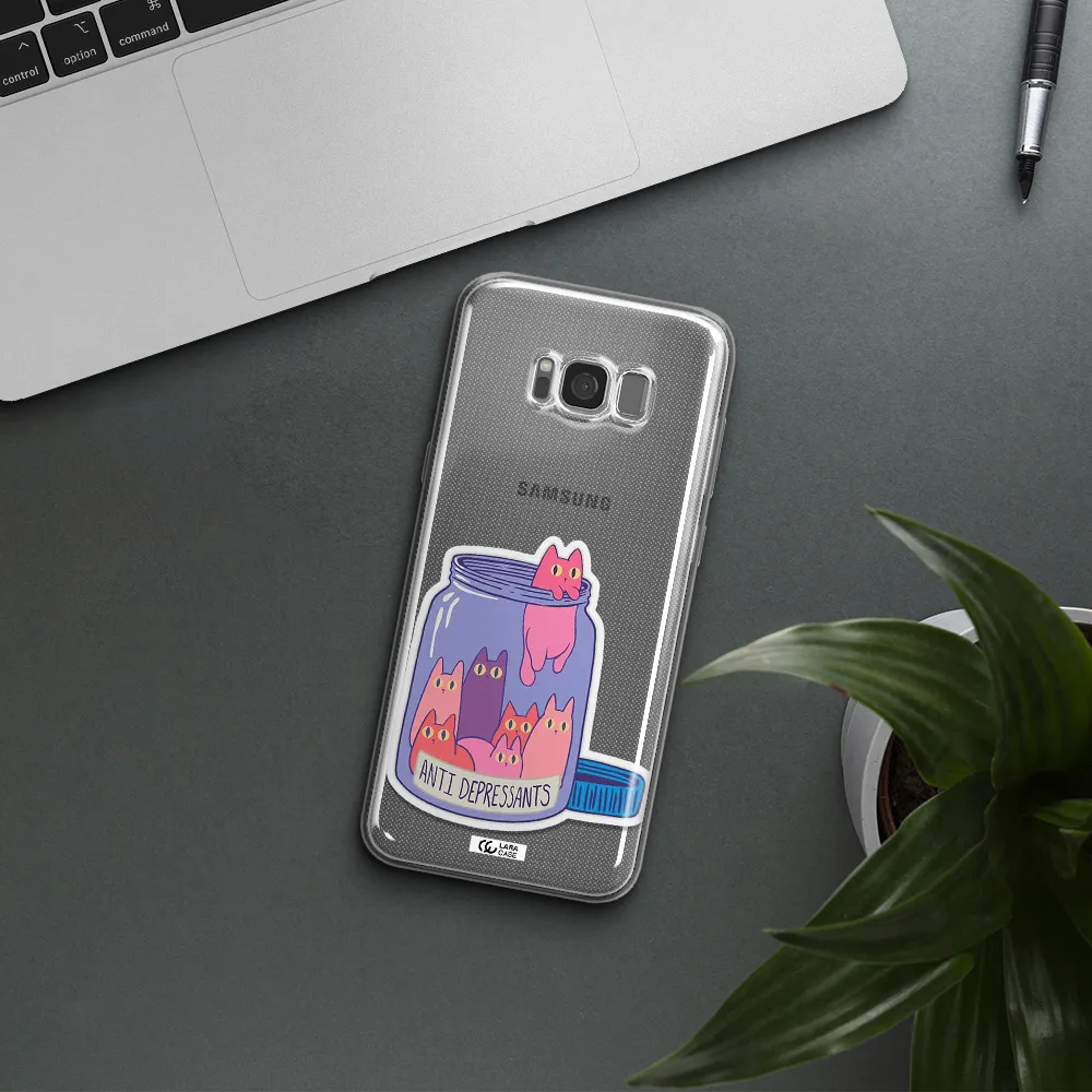 Anti Depressants Cats Samsung S8 Plus Clear TPU Case