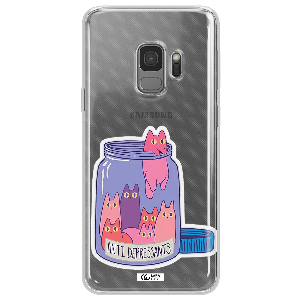 Anti Depressants Cats Samsung S9 Clear TPU Case