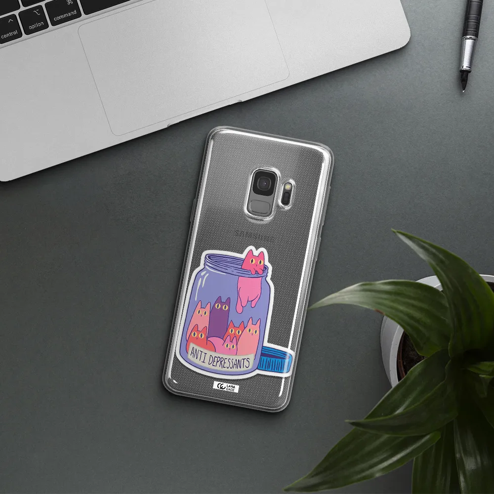Anti Depressants Cats Samsung S9 Clear TPU Case
