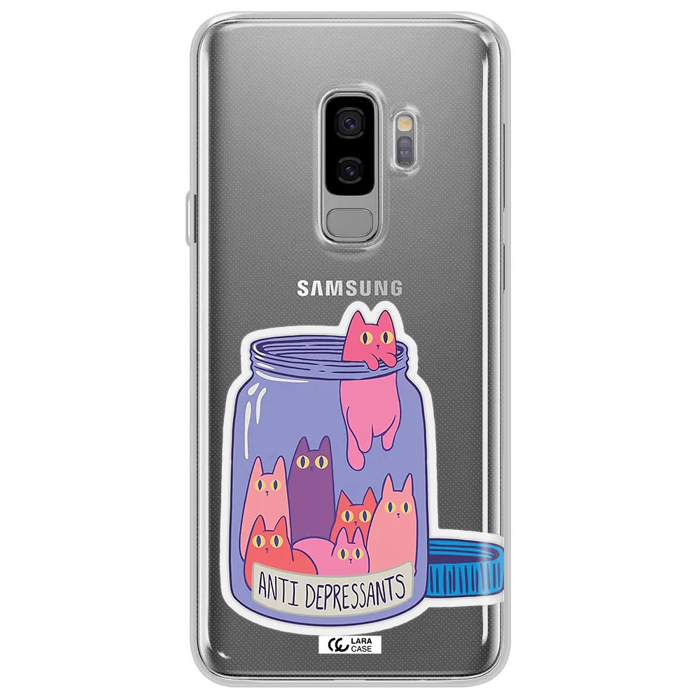 Anti Depressants Cats Samsung S9 Plus Clear TPU Case